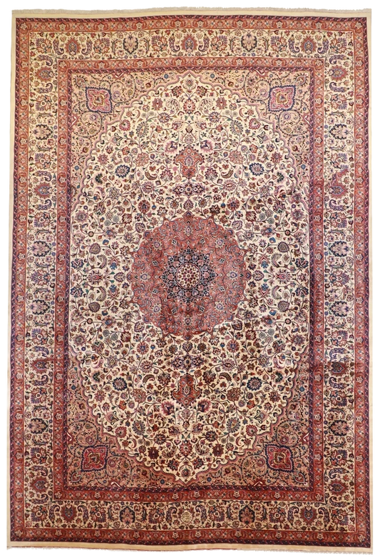 11 x 16 - Mashad Fine/Wool/S.Antique All Over Rectangle - Hand Knotted Rug — 14146