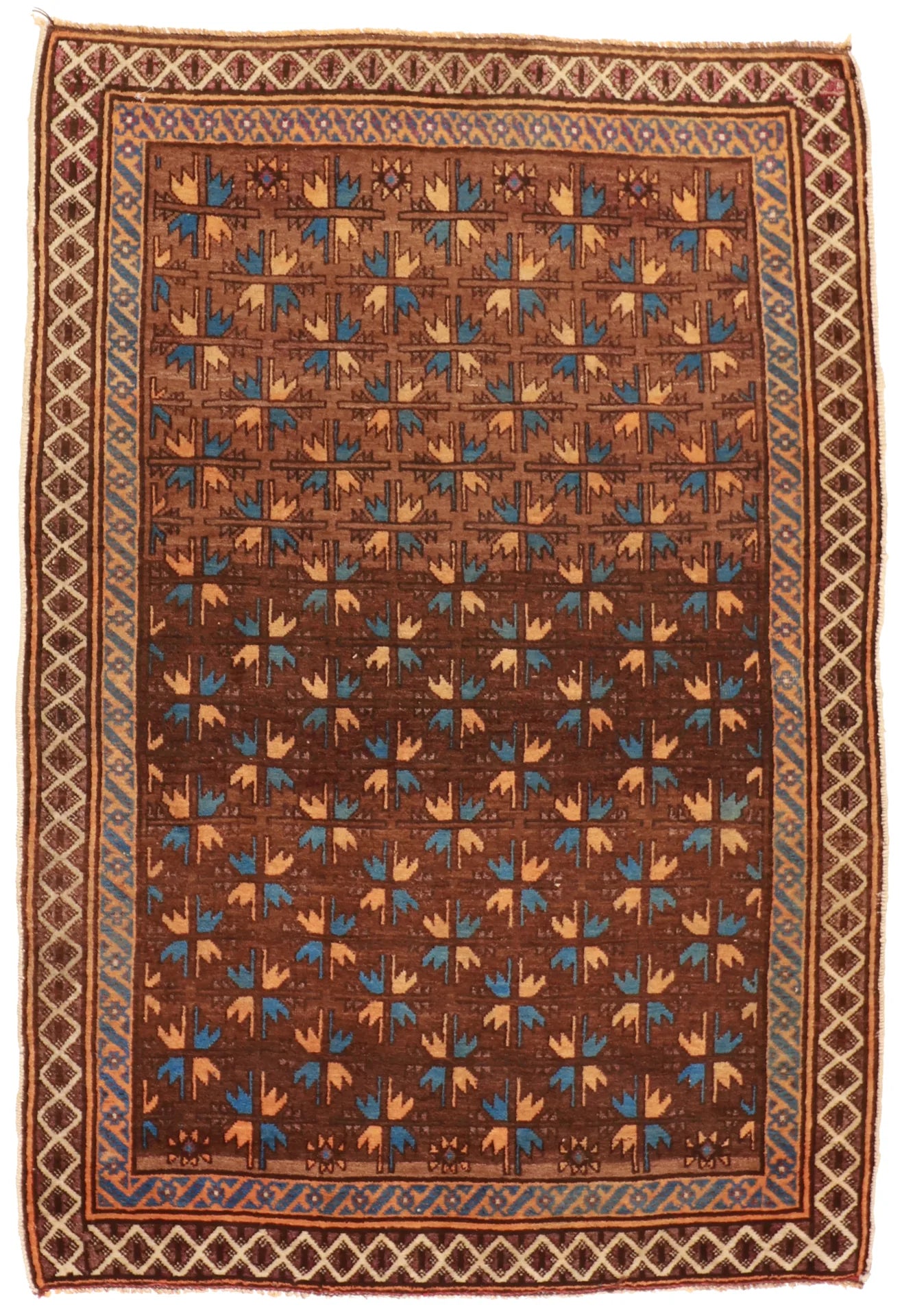 W 4.5 L 6.5 Baluch 100% Wool Hand-Woven All-Over Design - 14659