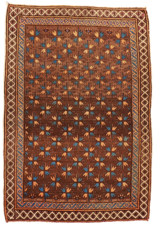 W 4.5 L 6.5 Baluch 100% Wool Hand-Woven All-Over Design - 14659