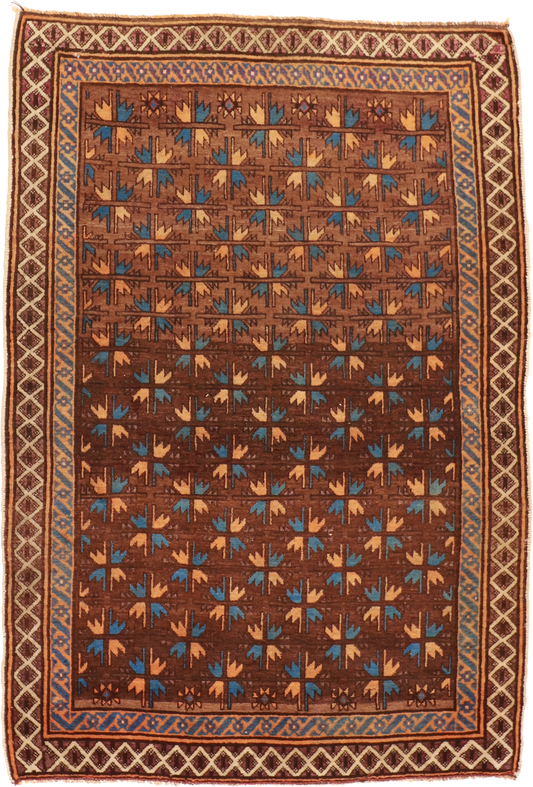 W 4.5 L 6.5 Baluch 100% Wool Hand-Woven All-Over Design - 14659