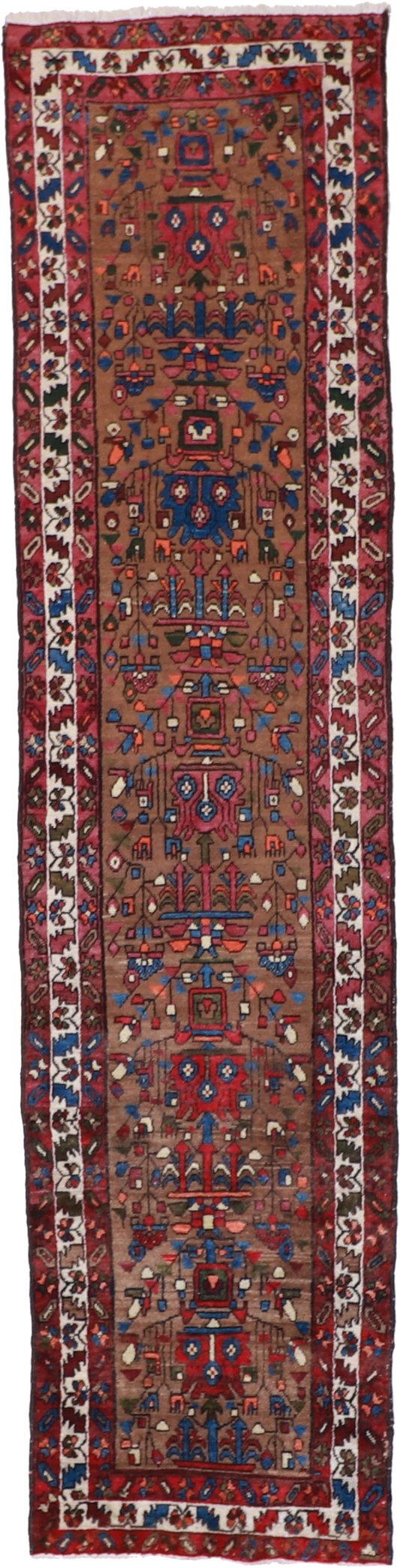 W 2.9 L 11.4 Azarbayjan Antique Runner 100% Wool Hand-Woven All-Over Design - 14806