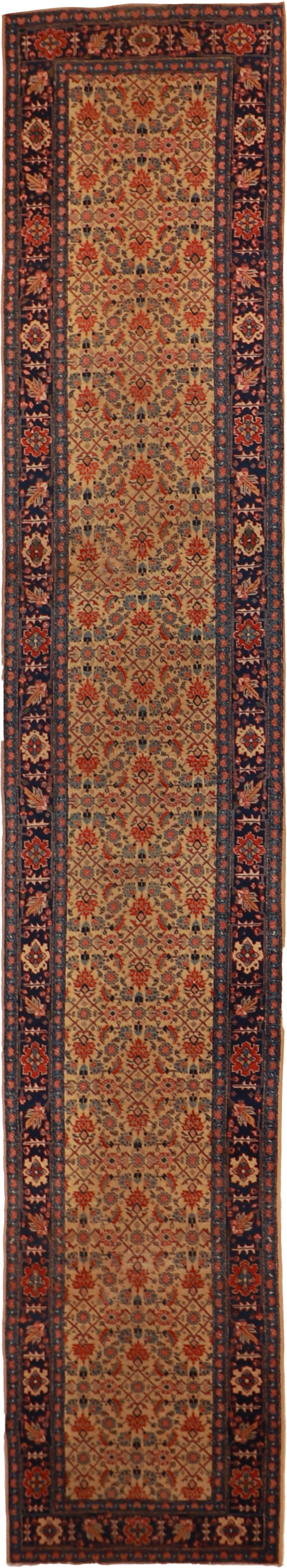W 2.1 L 15.9 Tabriz Runner 100% Wool Hand-Woven All-Over Design - 14873
