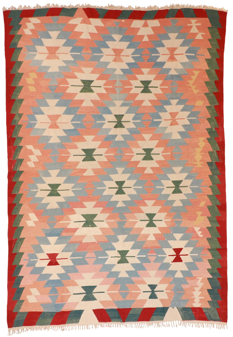 W 8.8 L 12.9 Kilim Bessarabian 100% Wool Hand-Woven All-Over Design - 14899