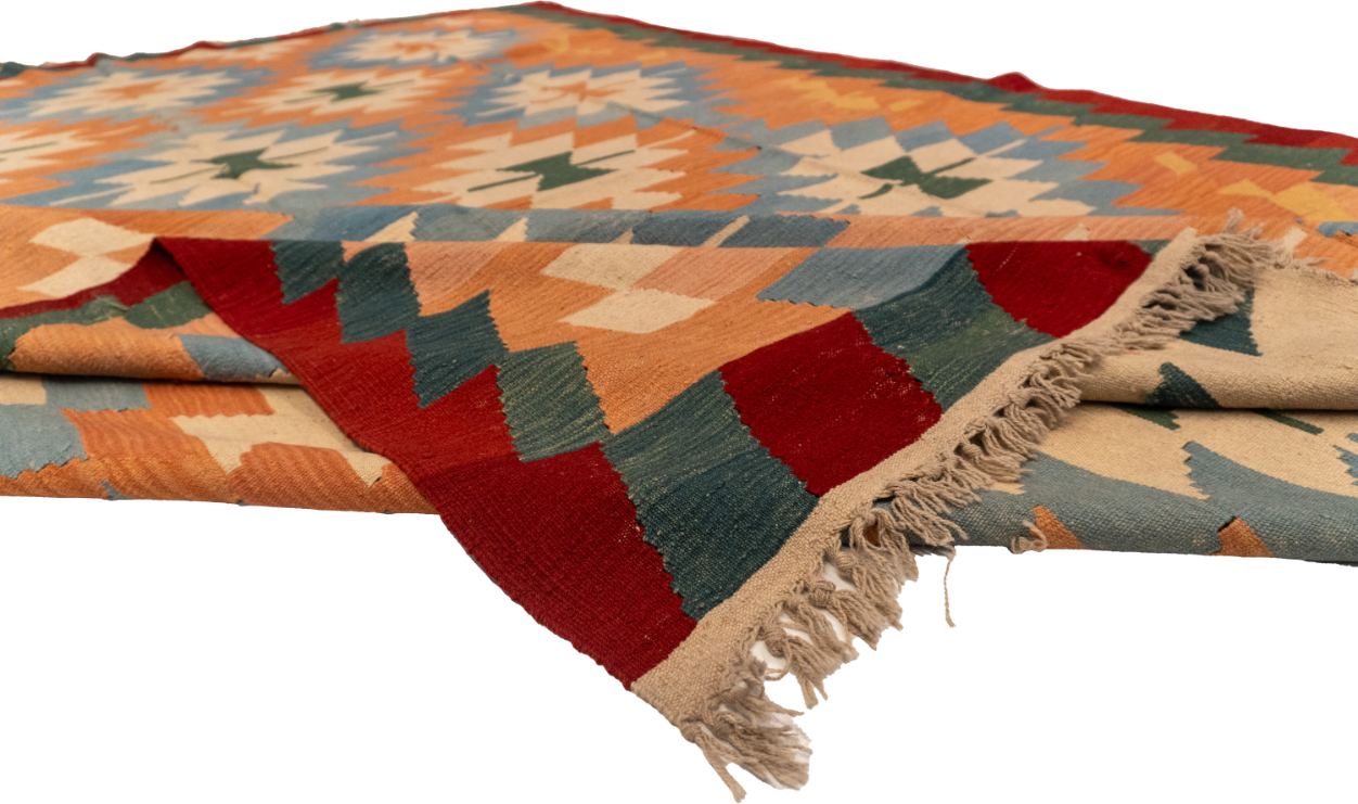 W 8.8 L 12.9 Kilim Bessarabian 100% Wool Hand-Woven All-Over Design - 14899