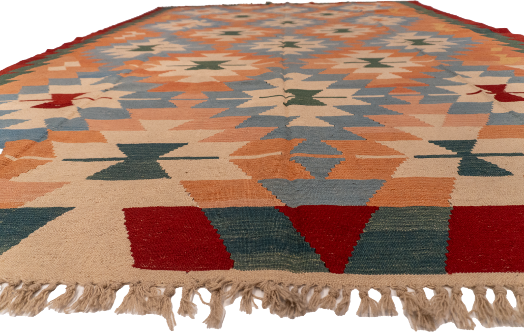W 8.8 L 12.9 Kilim Bessarabian 100% Wool Hand-Woven All-Over Design - 14899