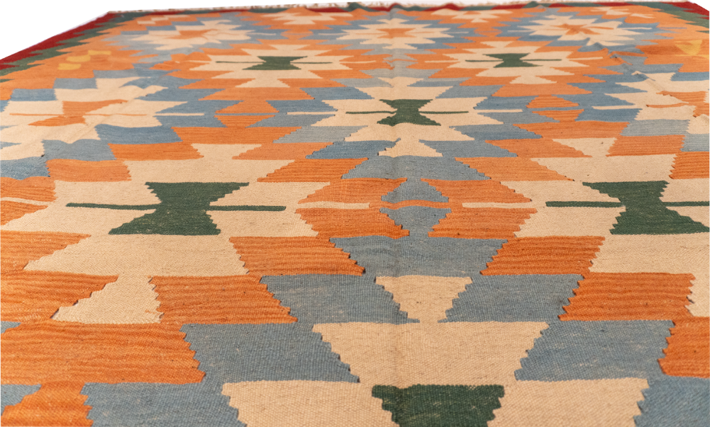 W 8.8 L 12.9 Kilim Bessarabian 100% Wool Hand-Woven All-Over Design - 14899