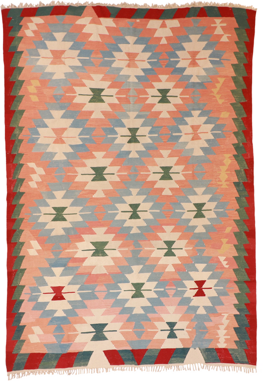 W 8.8 L 12.9 Kilim Bessarabian 100% Wool Hand-Woven All-Over Design - 14899