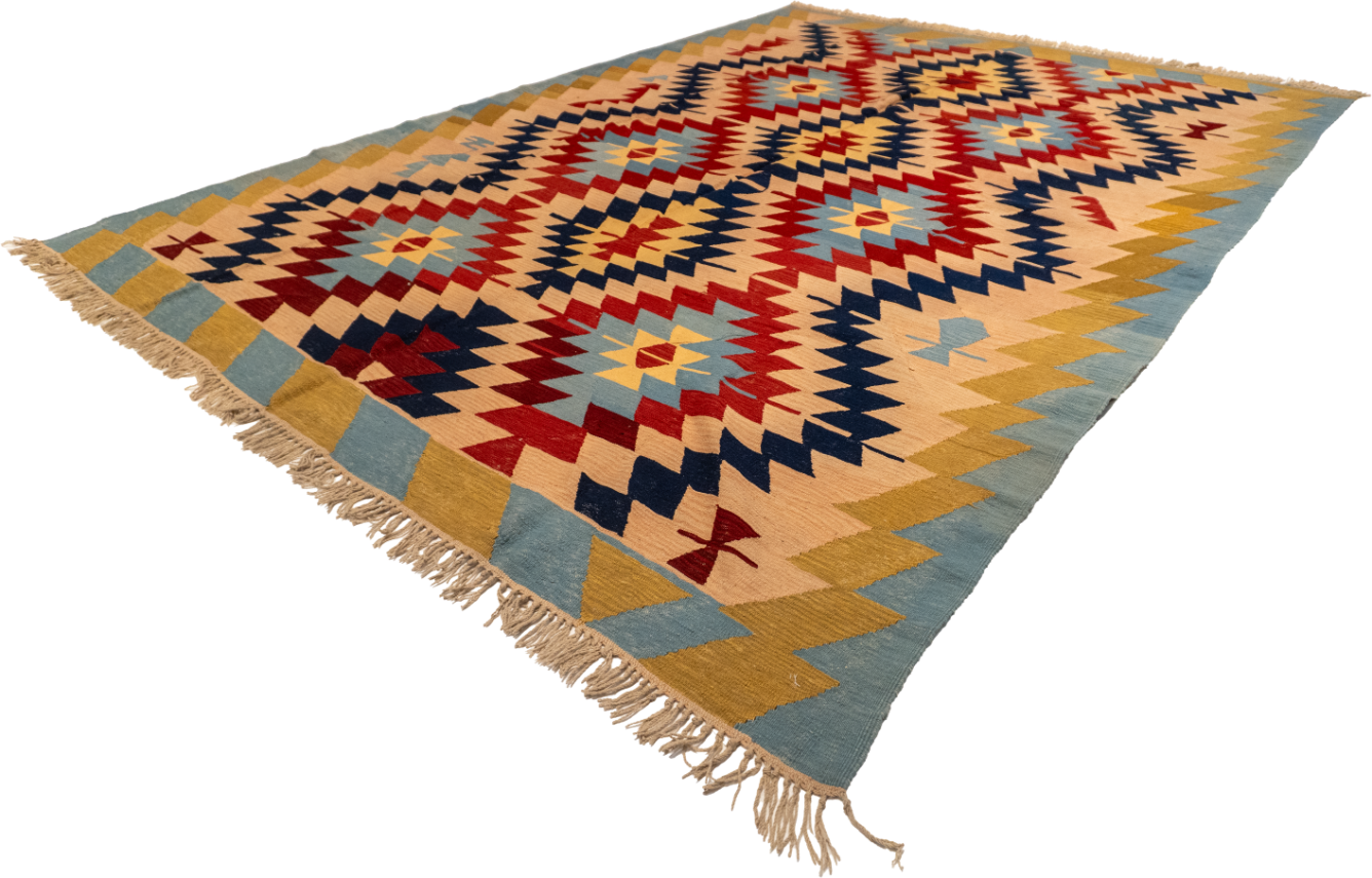 W 8.3 - L 11.1 - Kilim Wool All Over Rectangle - Finest Hand-Made Quality Wool - 14919