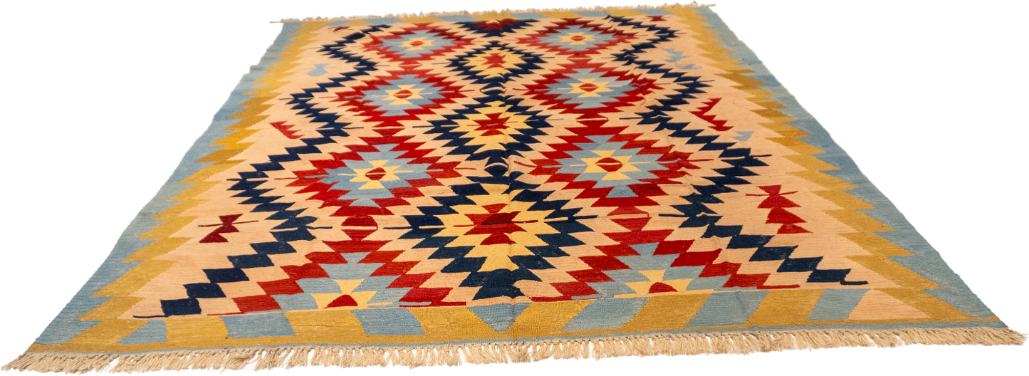 W 8.3 - L 11.1 - Kilim Wool All Over Rectangle - Finest Hand-Made Quality Wool - 14919