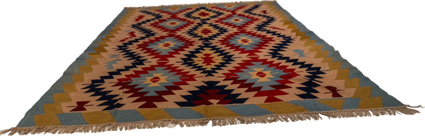 W 8.3 - L 11.1 - Kilim Wool All Over Rectangle - Finest Hand-Made Quality Wool - 14919