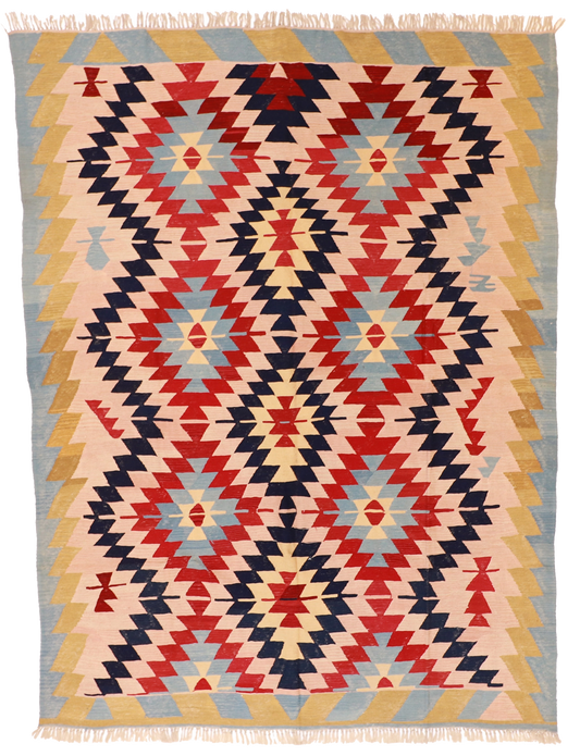 W 8.3 L 11.1 Kilim 100% Wool Hand-Woven All-Over Design - 14919