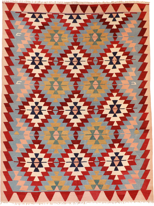W 9.3 L 13.2 Bessarabian 100% Wool Hand-Woven All-Over Design - 14926