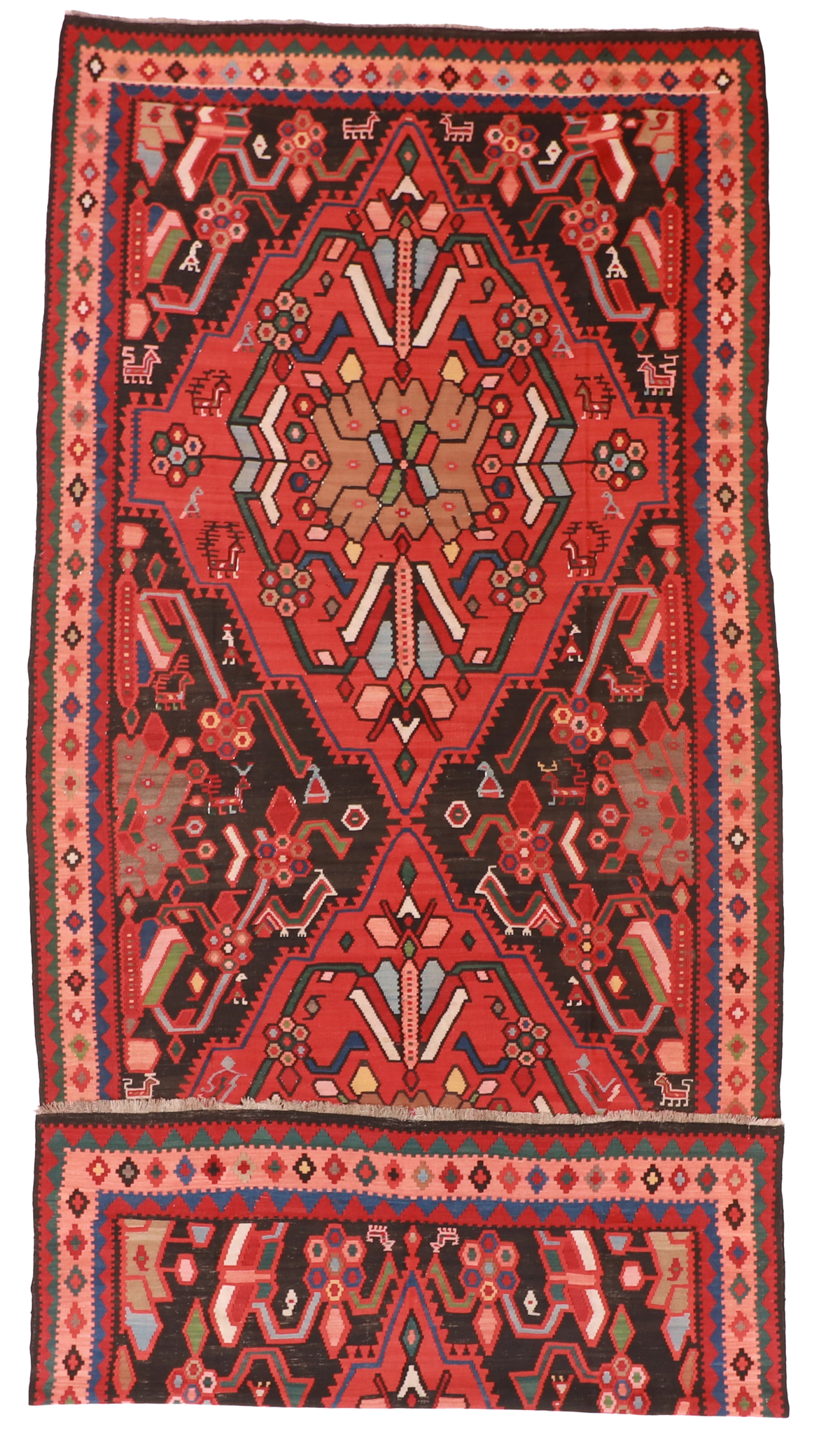 W 7 L 15.4 Karabagh 100% Wool Hand-Woven Geometric Design - 15480