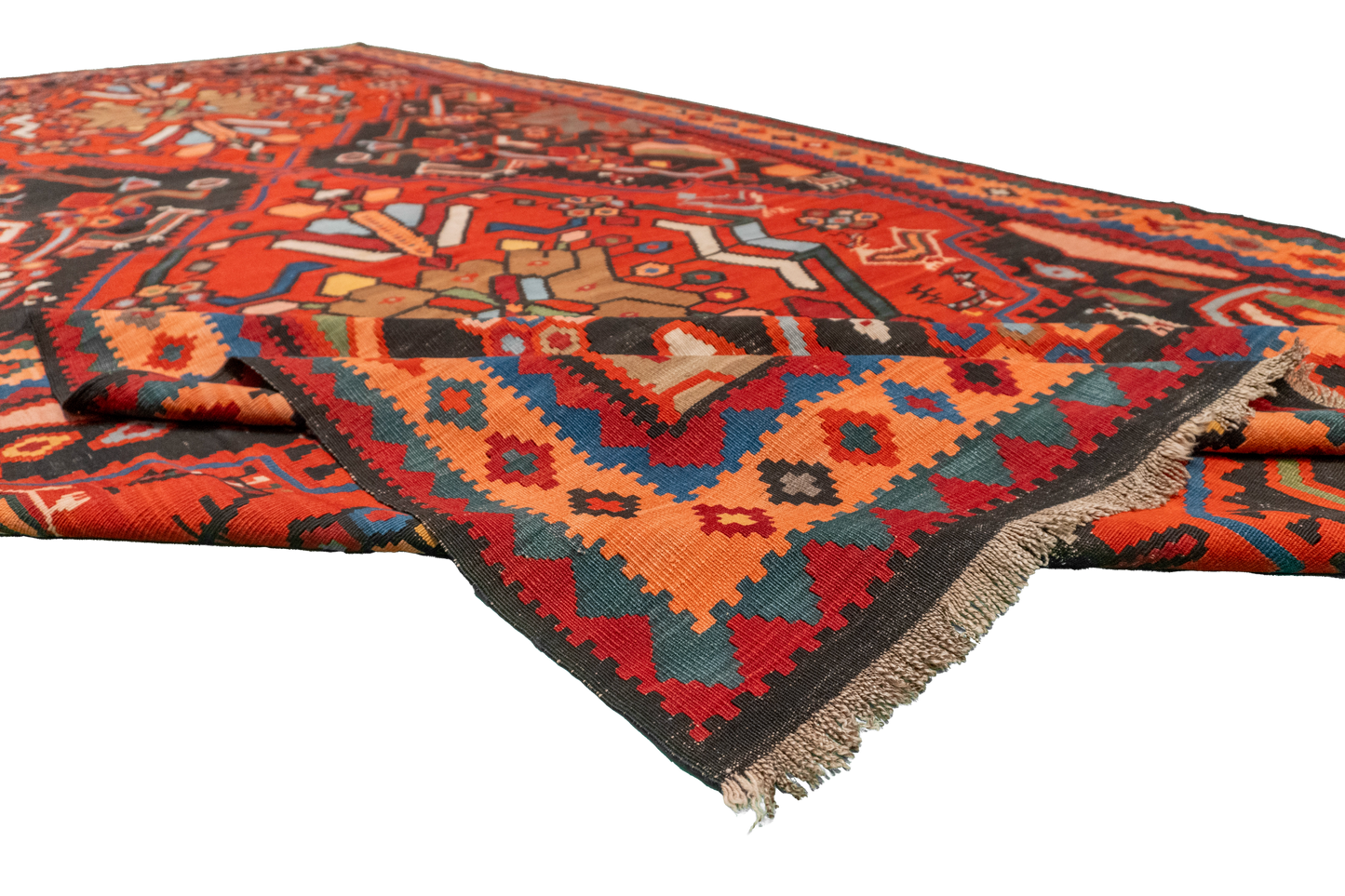 W 7 L 15.4 Karabagh 100% Wool Hand-Woven Geometric Design - 15480