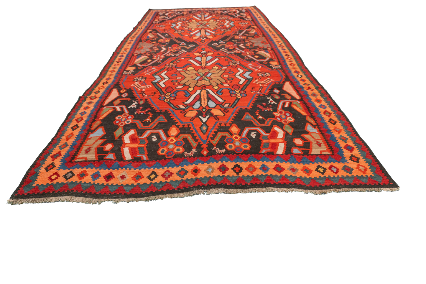 W 7 L 15.4 Karabagh 100% Wool Hand-Woven Geometric Design - 15480