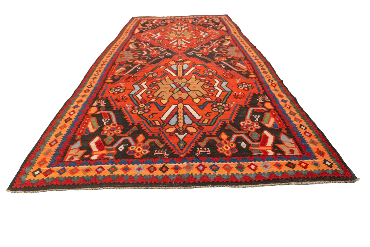 W 7 L 15.4 Karabagh 100% Wool Hand-Woven Geometric Design - 15480