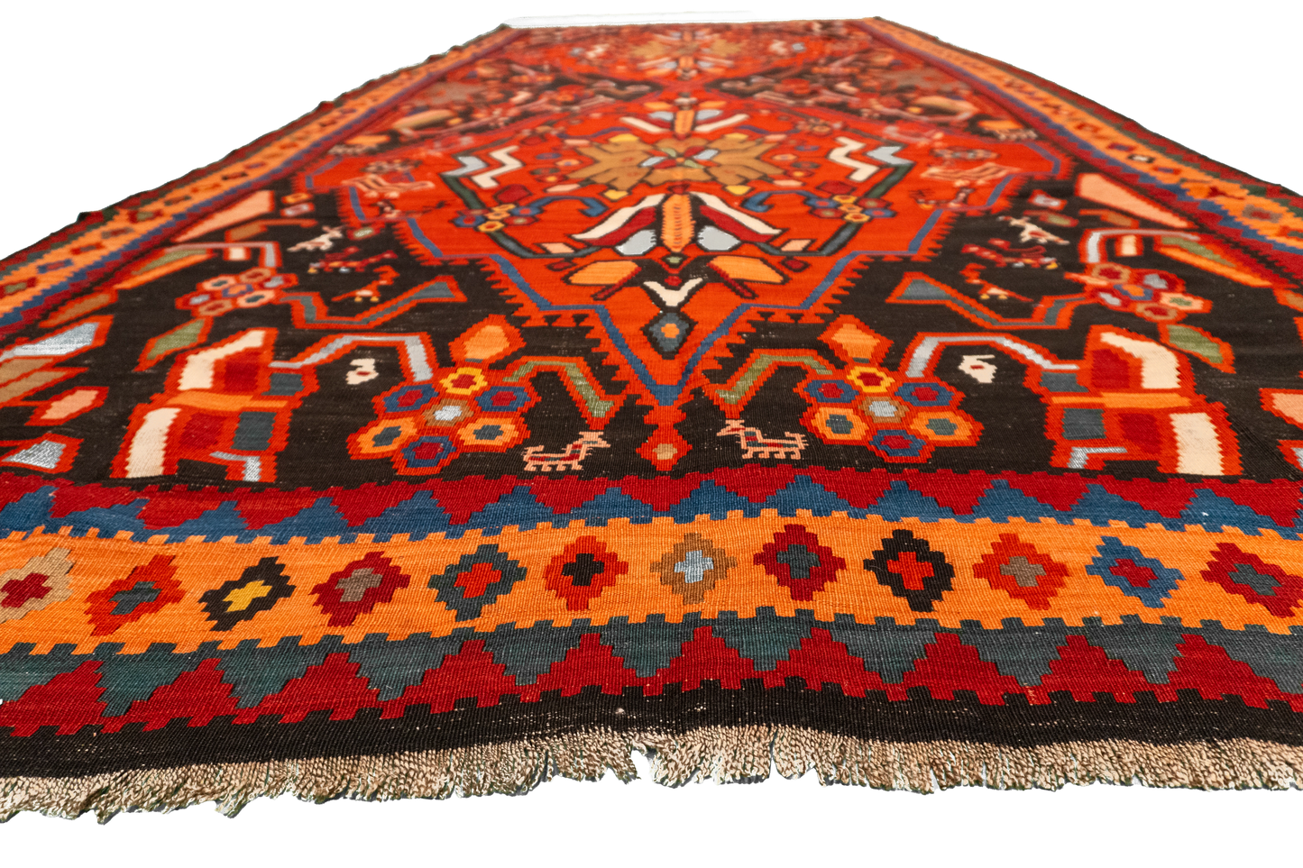 W 7 L 15.4 Karabagh 100% Wool Hand-Woven Geometric Design - 15480