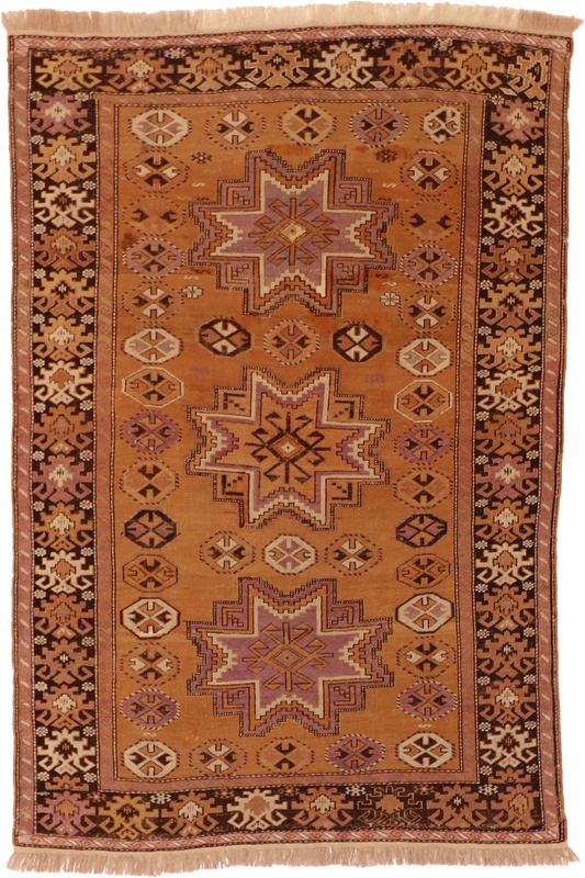 W 4.6 L 6.1 Kazak S. Antique 100% Wool Hand-Woven All-Over Design - 15552