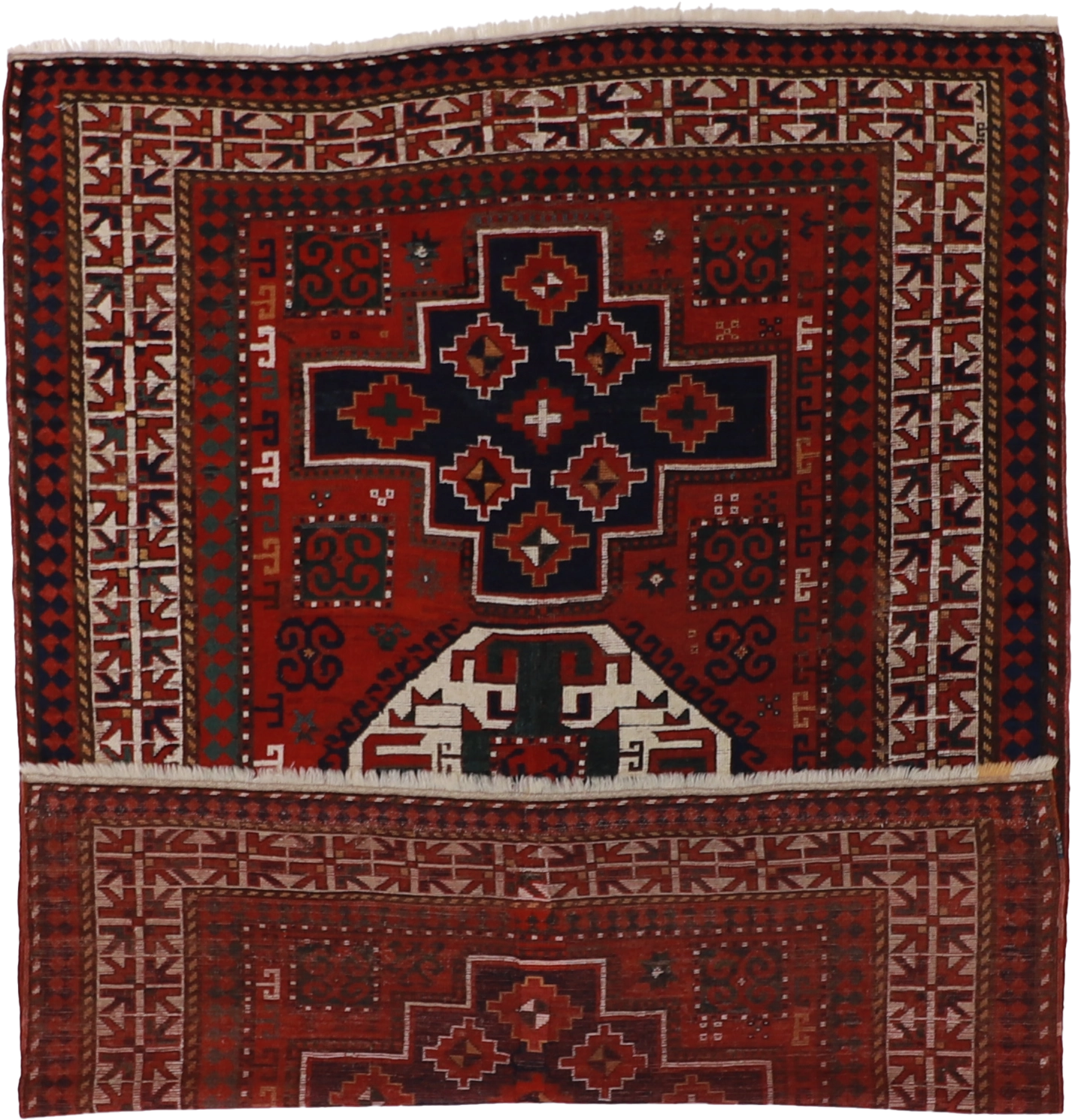 W 5.11 L 7.10 Kazak Antique 100% Wool Handmade Geometric Design - 15590