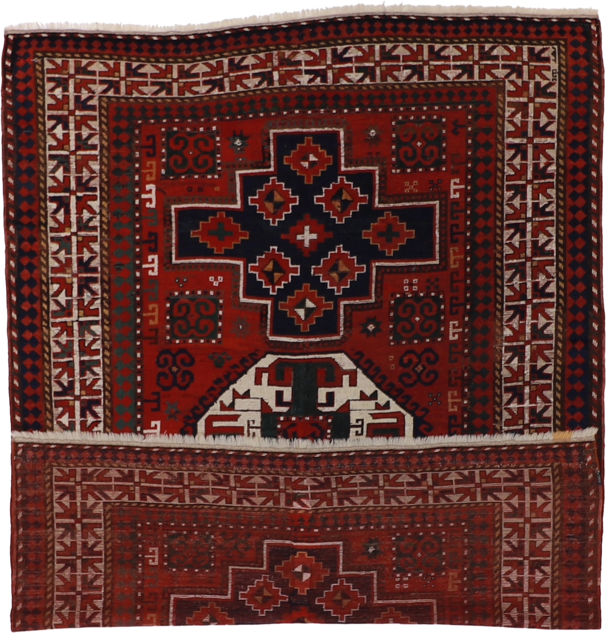 W 5.11 L 7.10 Kazak Antique 100% Wool Hand-Woven Geometric Design - 15590
