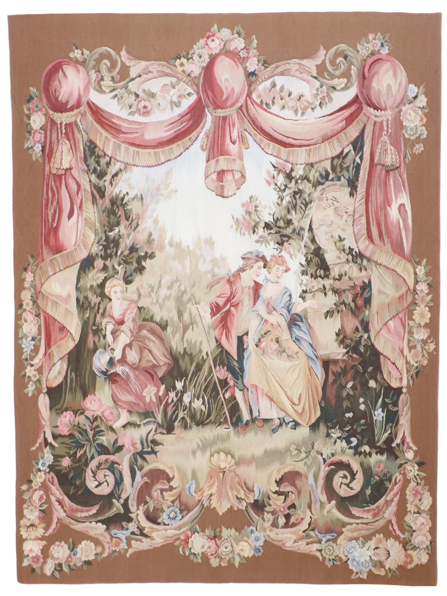 W 4.9 L 6.4 Tapestry 100% Wool Hand-Woven All-Over Design - 15598