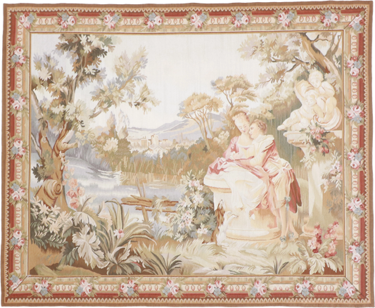 W 5.10 - L 4.10 - 100% Wool Hand-Woven Tapestry Rug - 15599