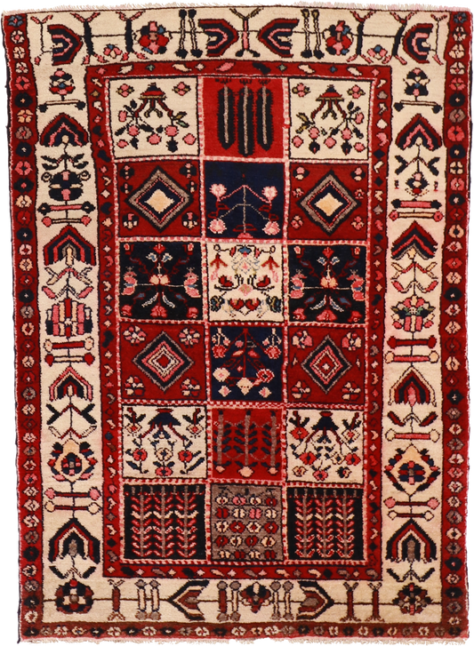 W 4 L 5.7 Bakhtiarie 100% Wool Hand-Woven All-Over Design - 15655