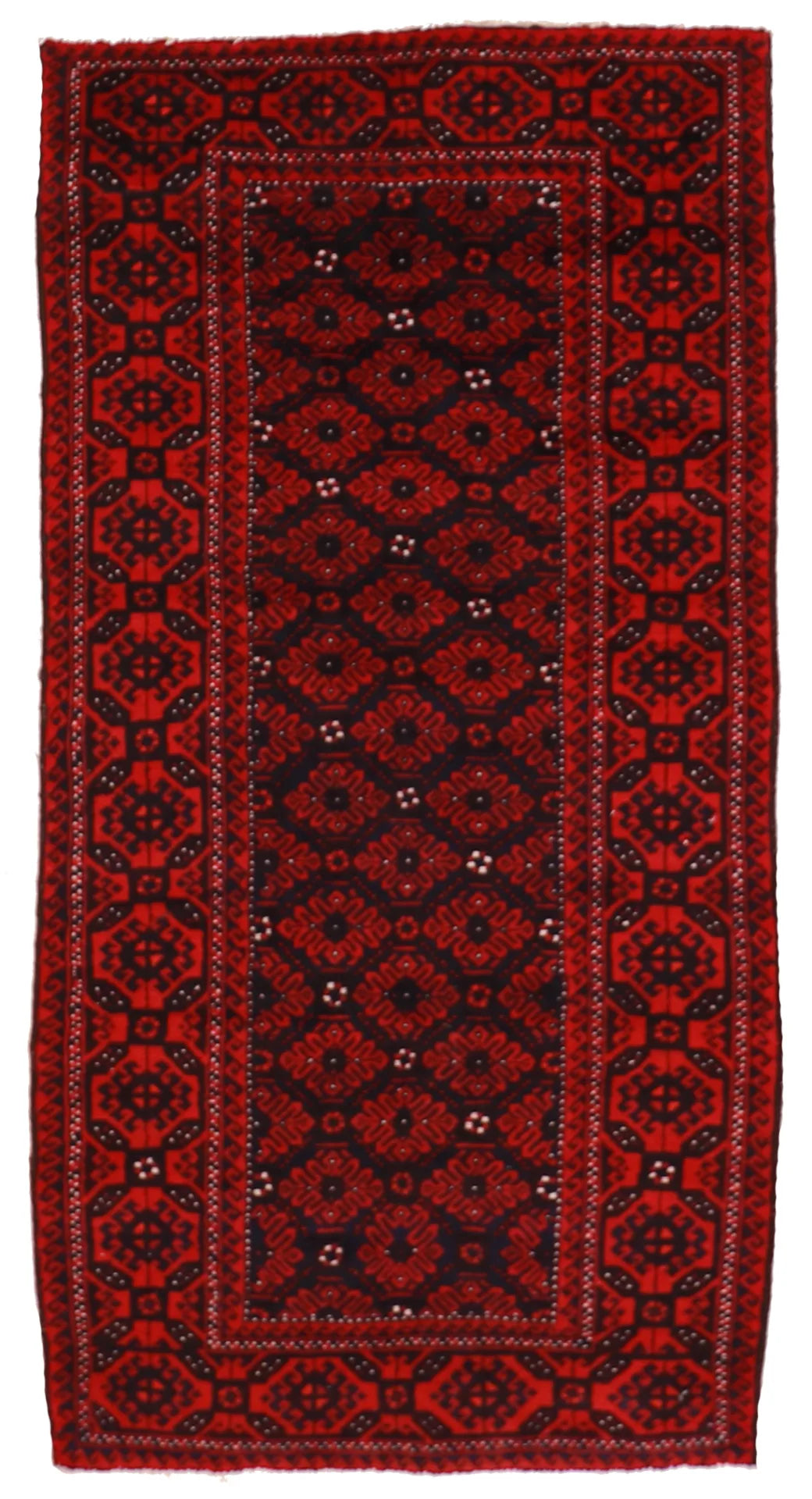 W 4.3 - L 8.11 - Baluch Fine Geometric Rectangle - Hand Woven Rug - 15680