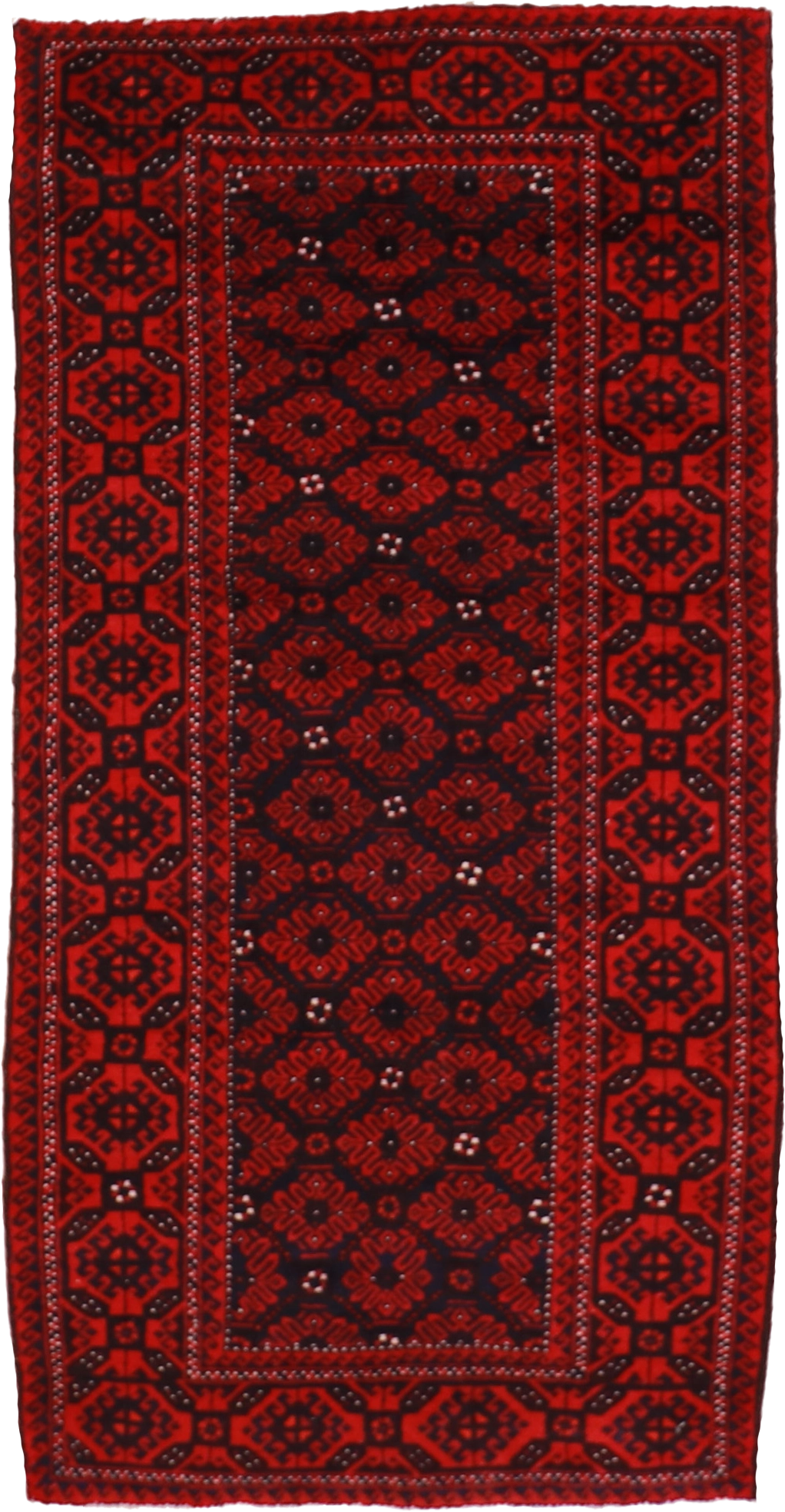 W 4.3 L 8.11 Baluch 100% Wool Hand-Woven Geometric Design - 15680