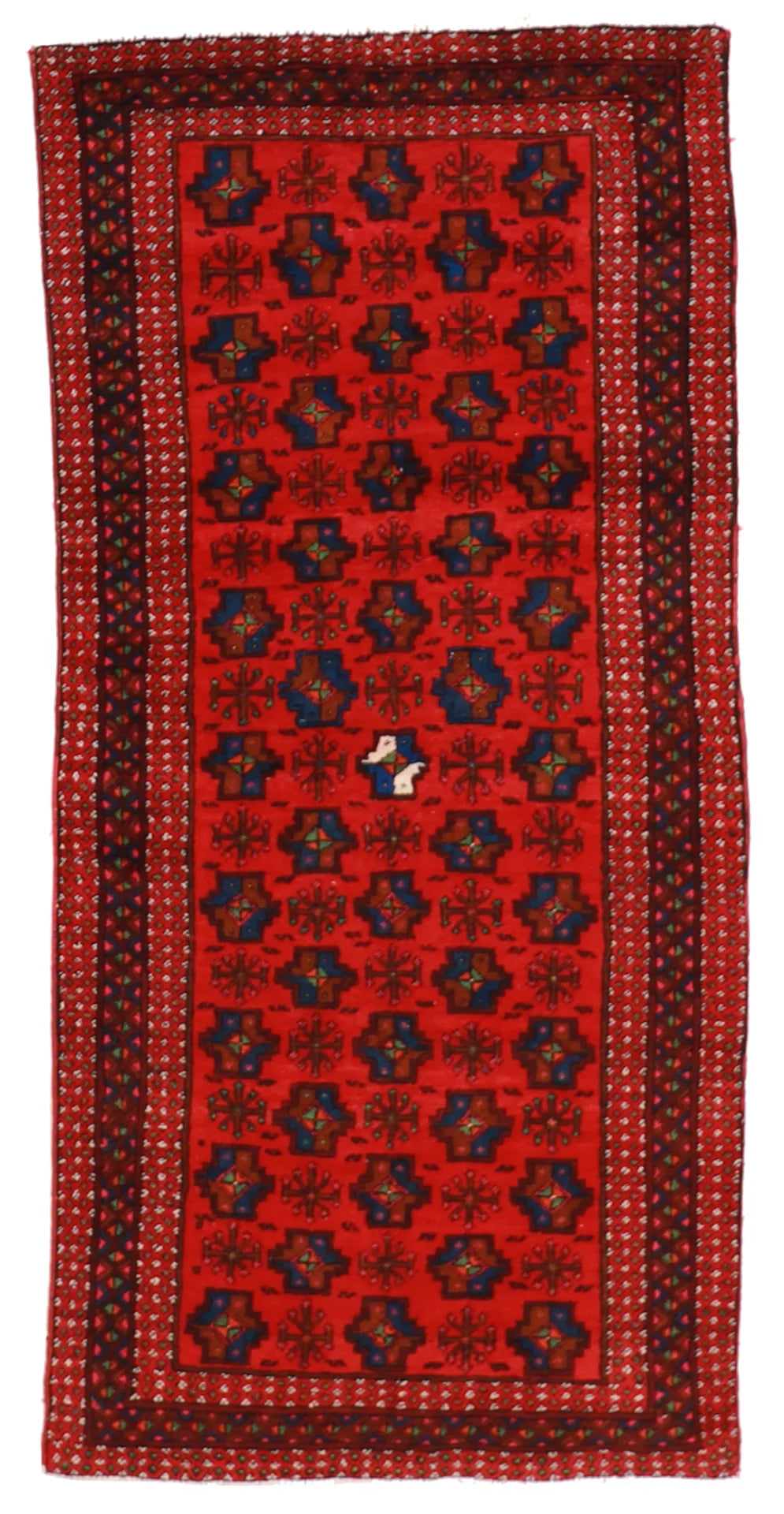 3.11 x 8.5 - Hamadan Silk/Wool Geometric Rectangle - Hand Woven Rug — 15810