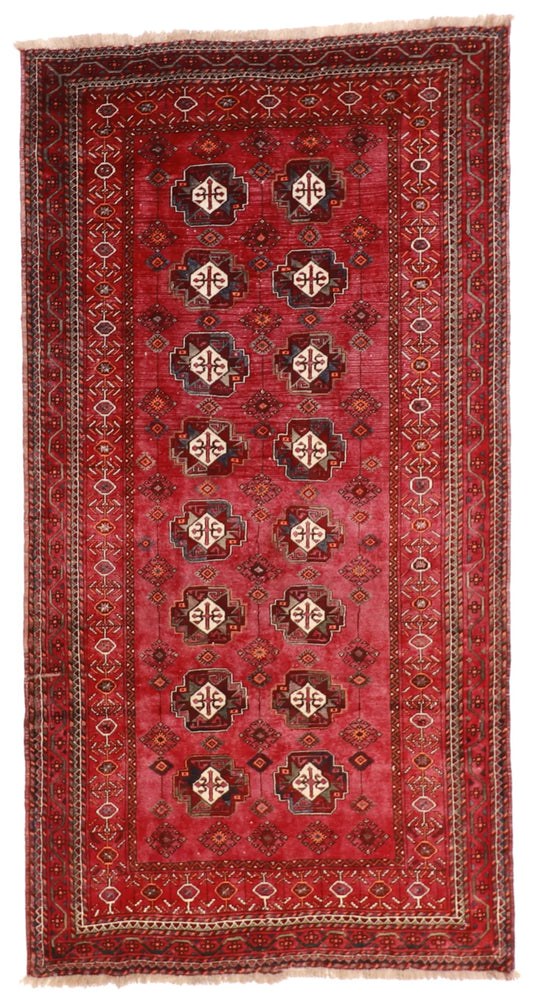 5.2 x 10 - Turkamen Silk/Wool Geometric Rectangle - Hand Woven Rug - 15827