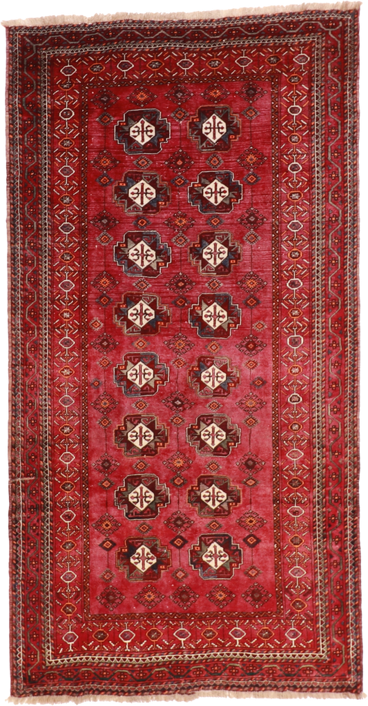 W 5.2 L 10 Turkamen 100% Wool Hand-Woven Geometric Design - 15827