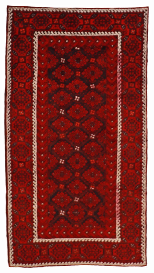 W 4.3 - L 7.9 - Hamadan Fine/Wool Geometric Rectangle - Hand Woven Rug - 15846