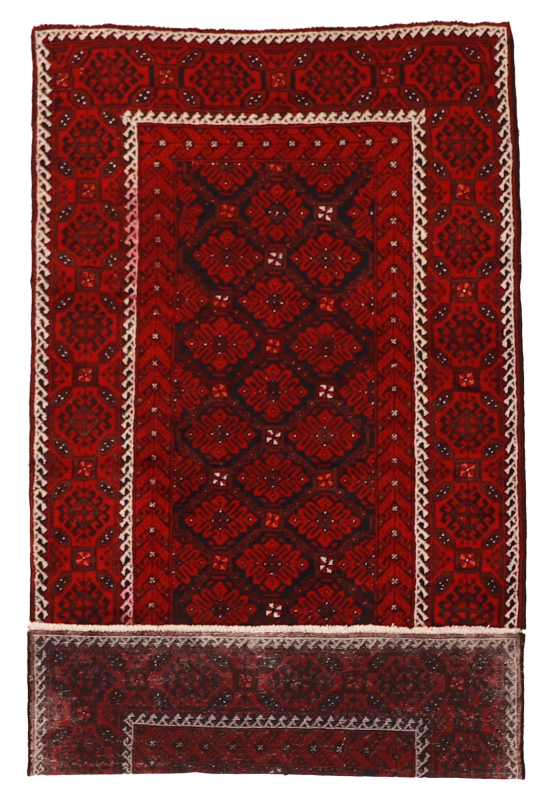 W 4.3 L 7.9 Hamadan 100% Wool Hand-Woven Geometric Design - 15846