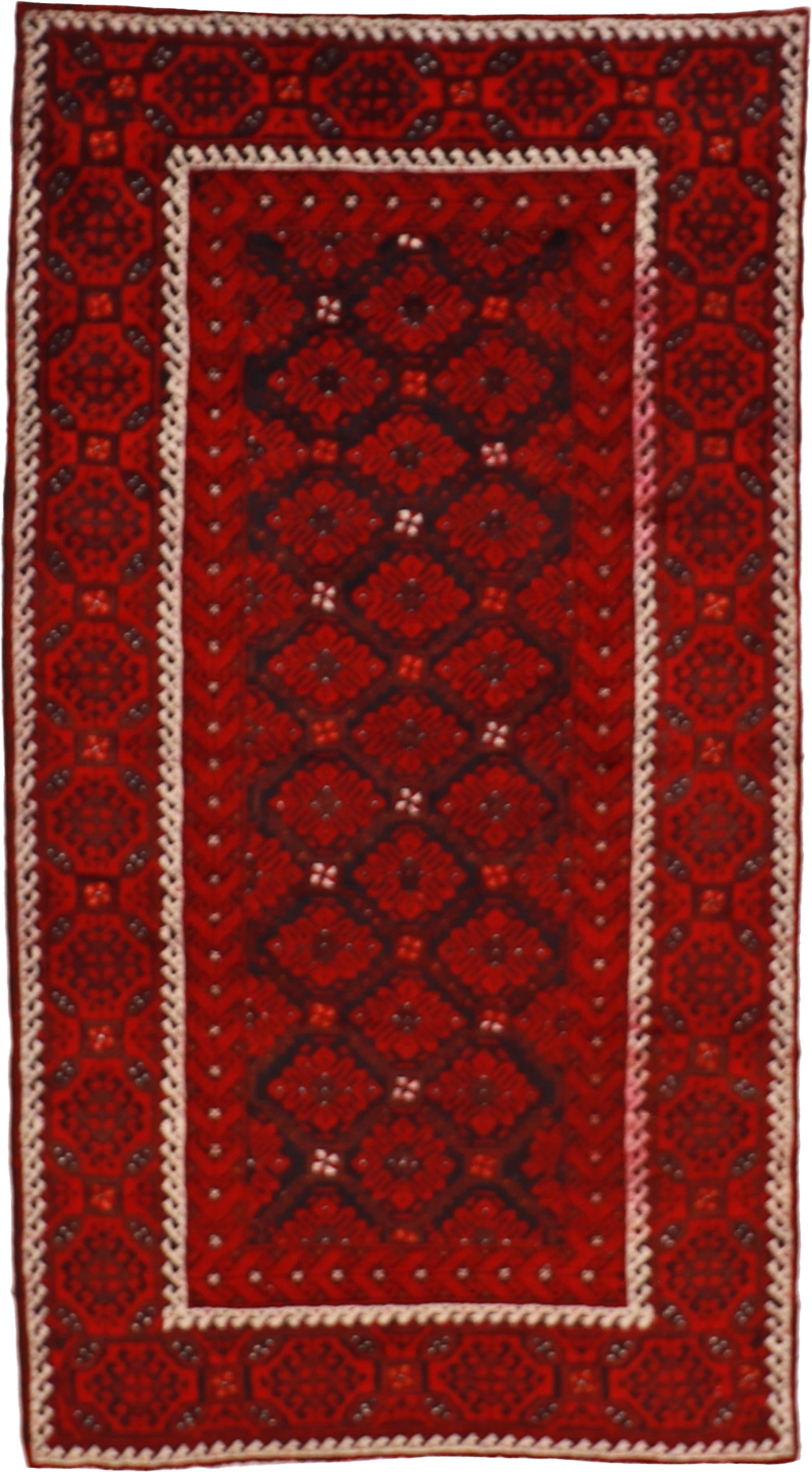 W 4.3 L 7.9 Hamadan 100% Wool Hand-Woven Geometric Design - 15846