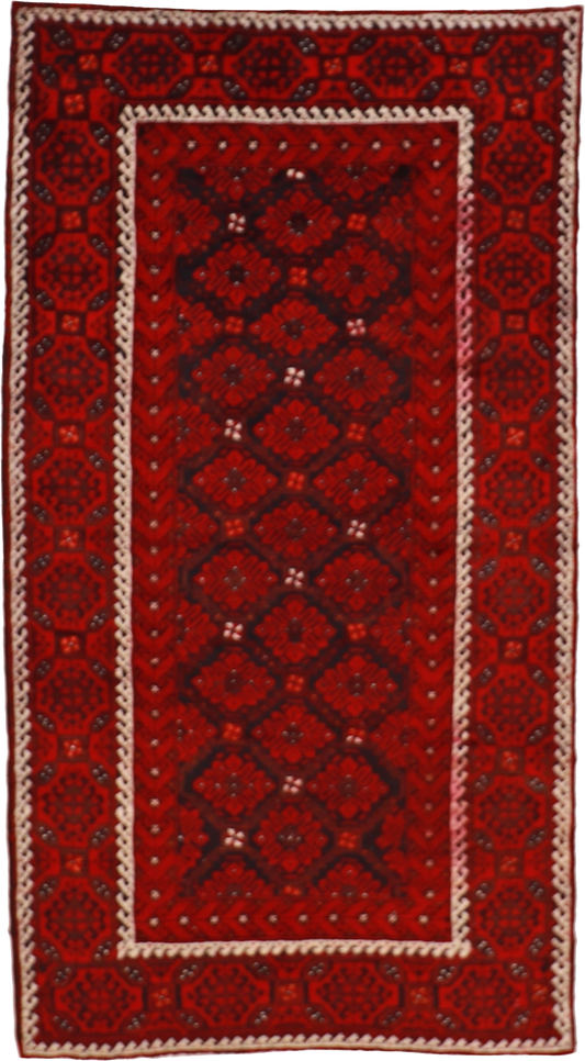 W 4.3 L 7.9 Hamadan 100% Wool Hand-Woven Geometric Design - 15846