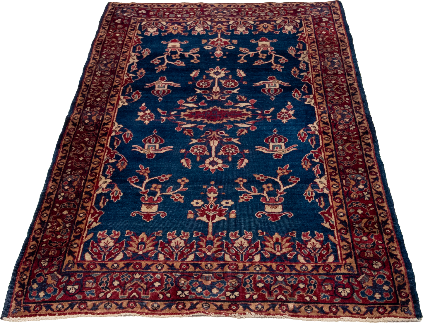 W 3.1 L 4.11 Kerman Antique 100% Wool Hand-Woven All-Over Design - 15979