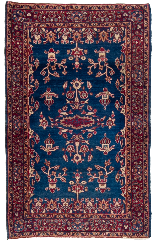 W 3.1 L 4.11 Kerman Antique 100% Wool Hand-Woven All-Over Design - 15979