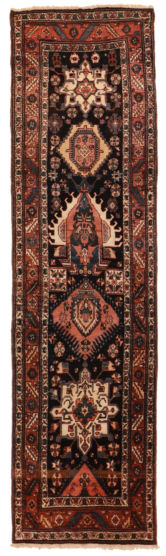 3.7 x 12.10 - Karajeh Fine Geometric Rectangle - Hand Woven Rug — 16013