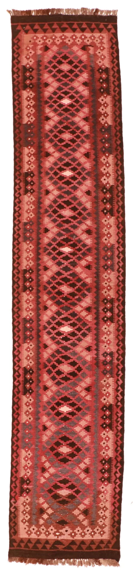 2.6 x 12.3 - Kilim Wool Geometric Rectangle - Finest Hand-Made Quality Wool — 16039