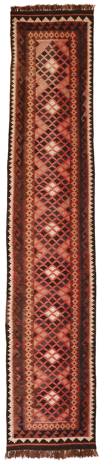 2'7"x13' Runner - Kilim Wool Geometric Rectangle - Hand Knotted Rug — 16054