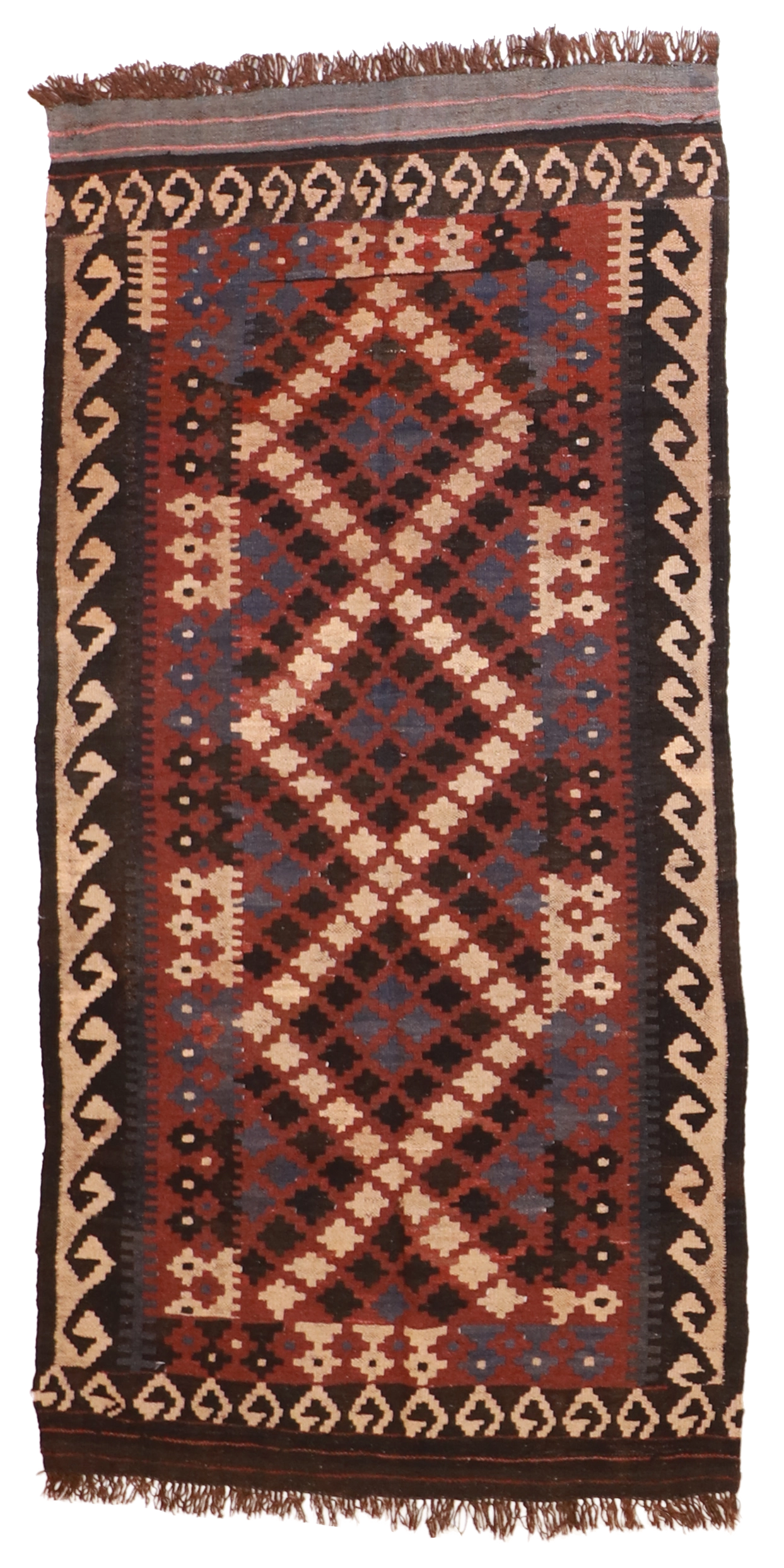 W 3.3 L 6.9 Kilim 100% Wool Hand-Woven - 16135