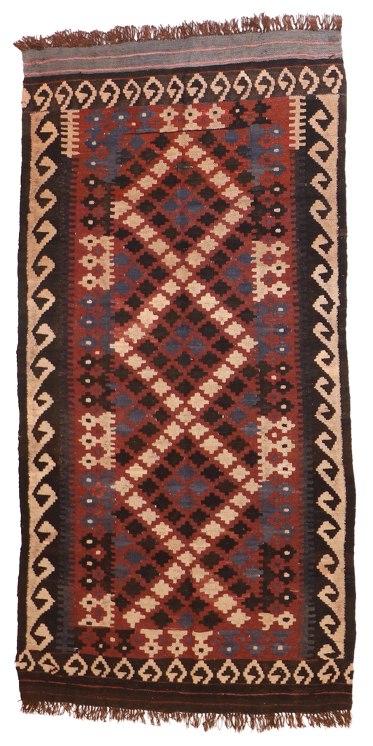 W 3.3 L 6.9 Kilim 100% Wool Hand-Woven - 16135