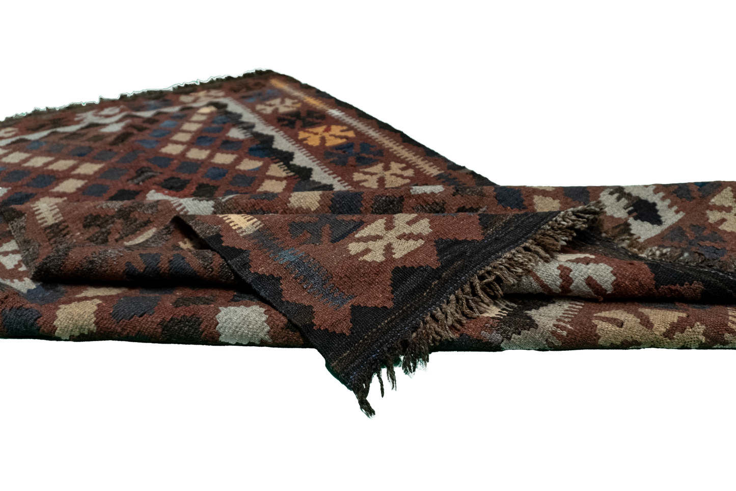 W 3.5 L 6.1 Kilim 100% Wool Hand-Woven All-Over Design - 16139