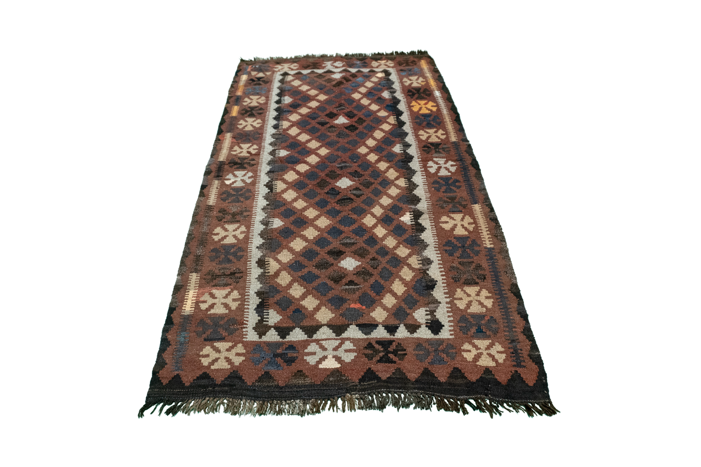 W 3.5 L 6.1 Kilim 100% Wool Hand-Woven All-Over Design - 16139