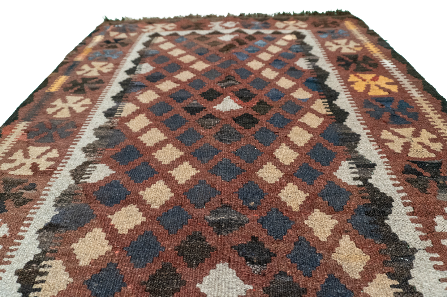 W 3.5 L 6.1 Kilim 100% Wool Hand-Woven All-Over Design - 16139