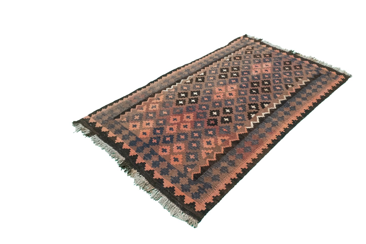 W 3.5 L 5.10 Kilim 100% Wool Hand-Woven All-Over Design - 16143