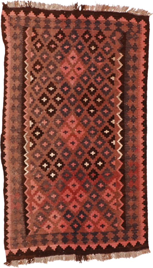 W 3.5 L 5.10 Kilim 100% Wool Hand-Woven All-Over Design - 16143