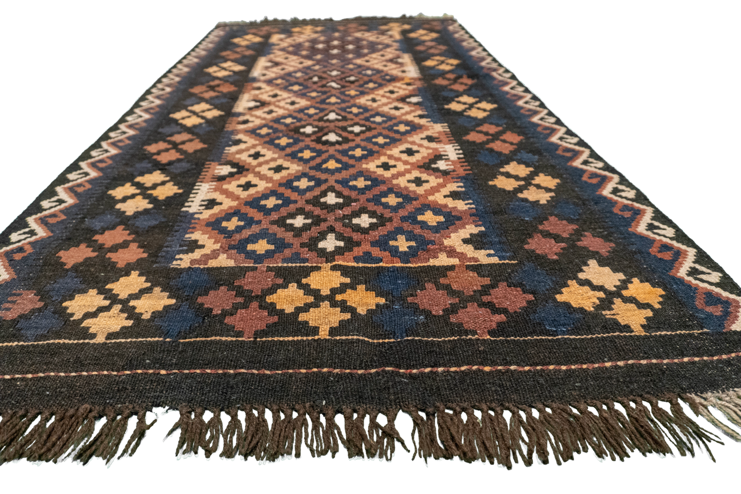 W 3.4 L 6.3 Kilim 100% Wool Hand-Woven All-Over Design - 16193