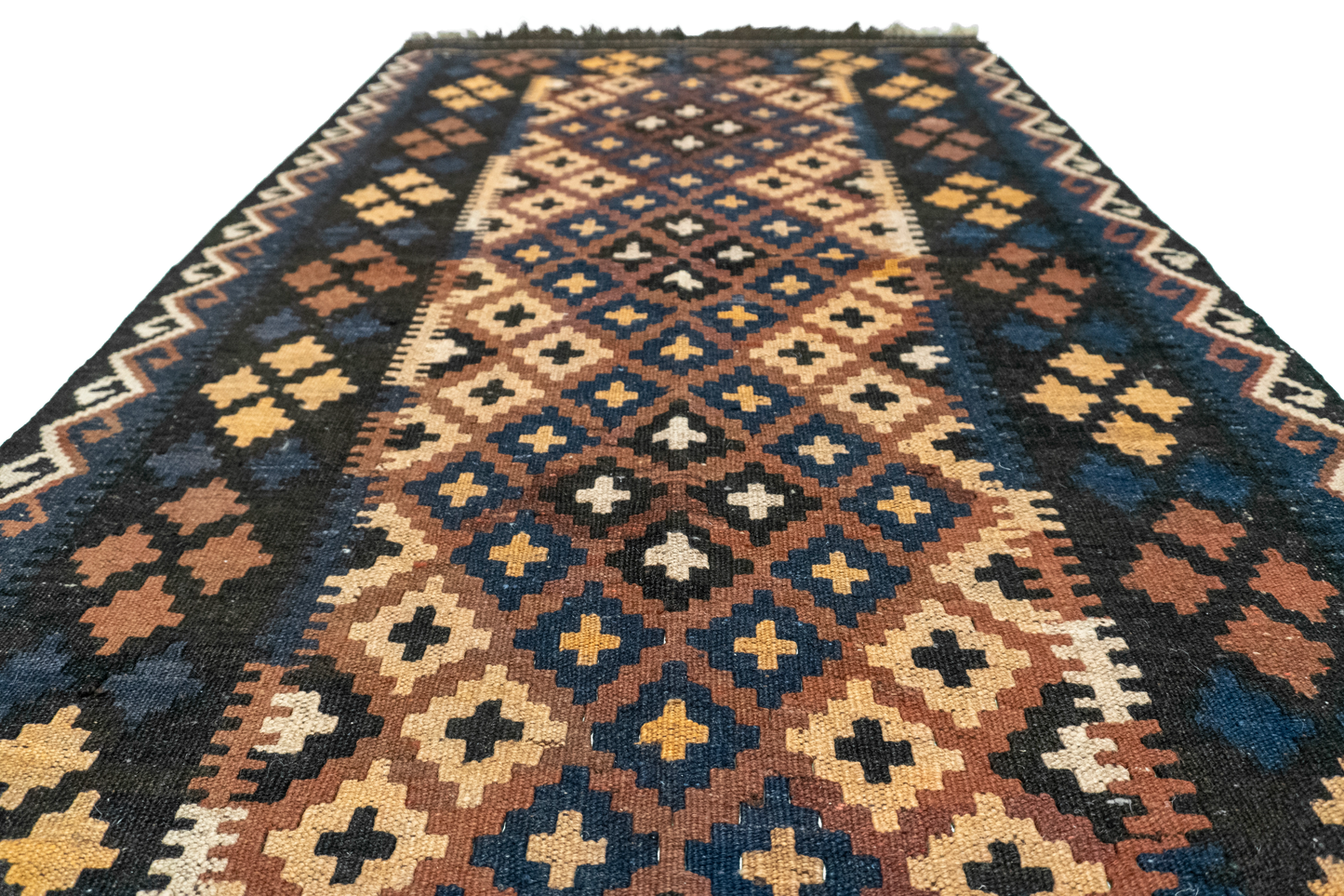 W 3.4 L 6.3 Kilim 100% Wool Hand-Woven All-Over Design - 16193